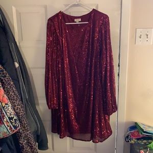 Chic Soul red sequin long sleeved dress